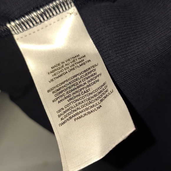 Lauren Ralph Lauren | Ribbed Flutter Sleeve Top - Navy Blue/White Trim - Picture 7 of 10